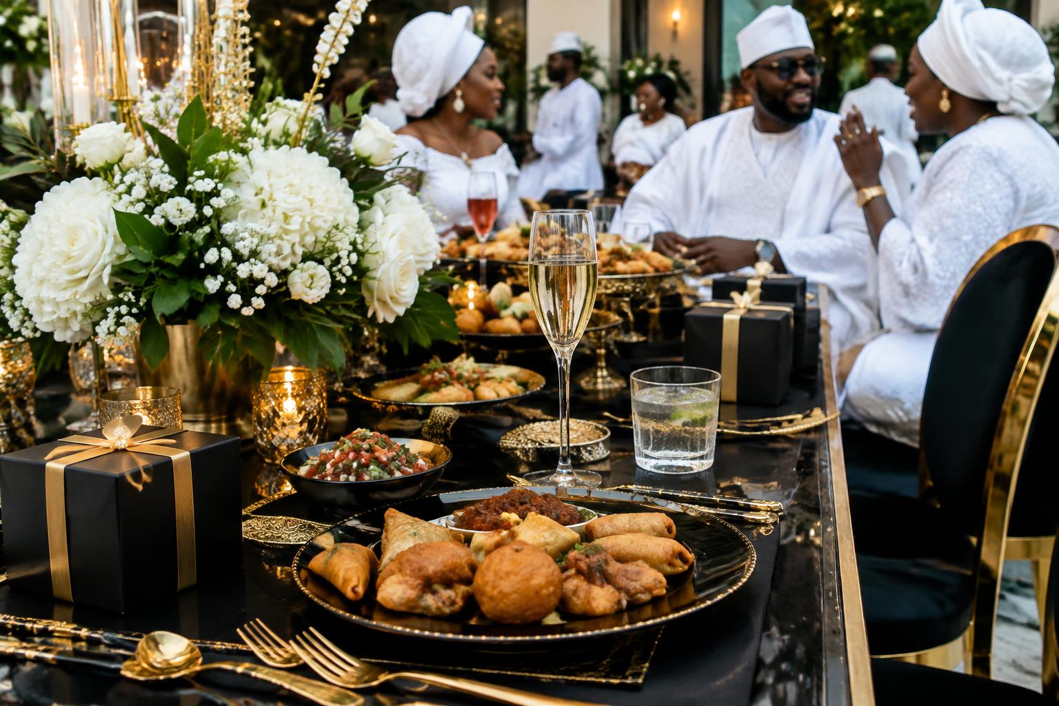 Premium Nigerian dining, refreshments and guest gifts